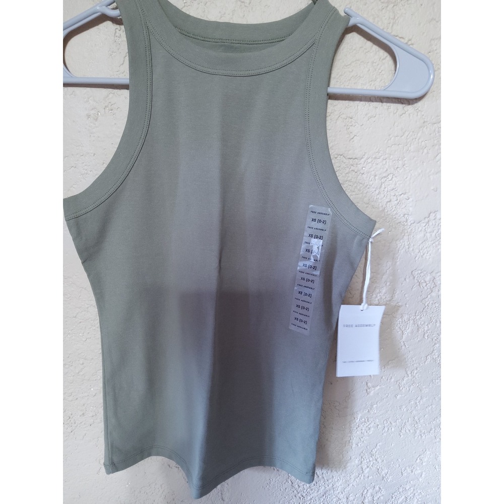 Free Assembly Womens Ribbed High Neck Tank Top Olive Green XS 0-2 NWT